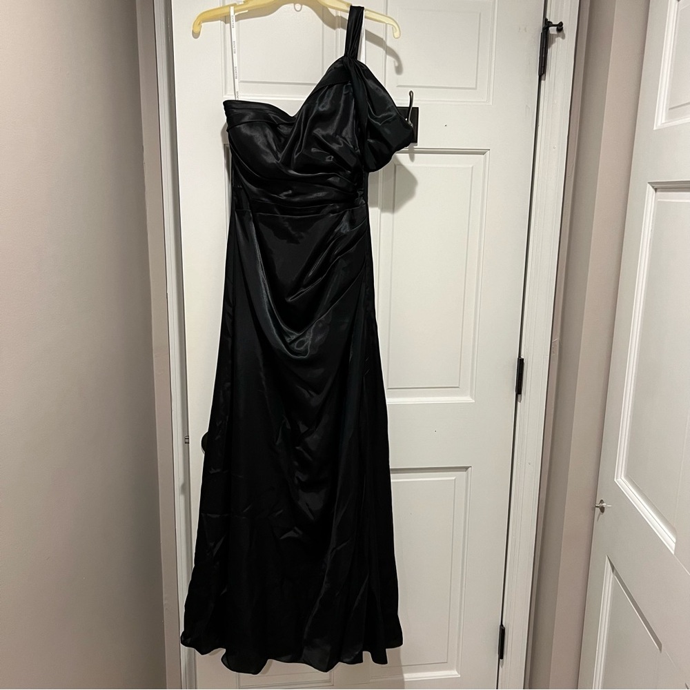 One shoulder black formal dress